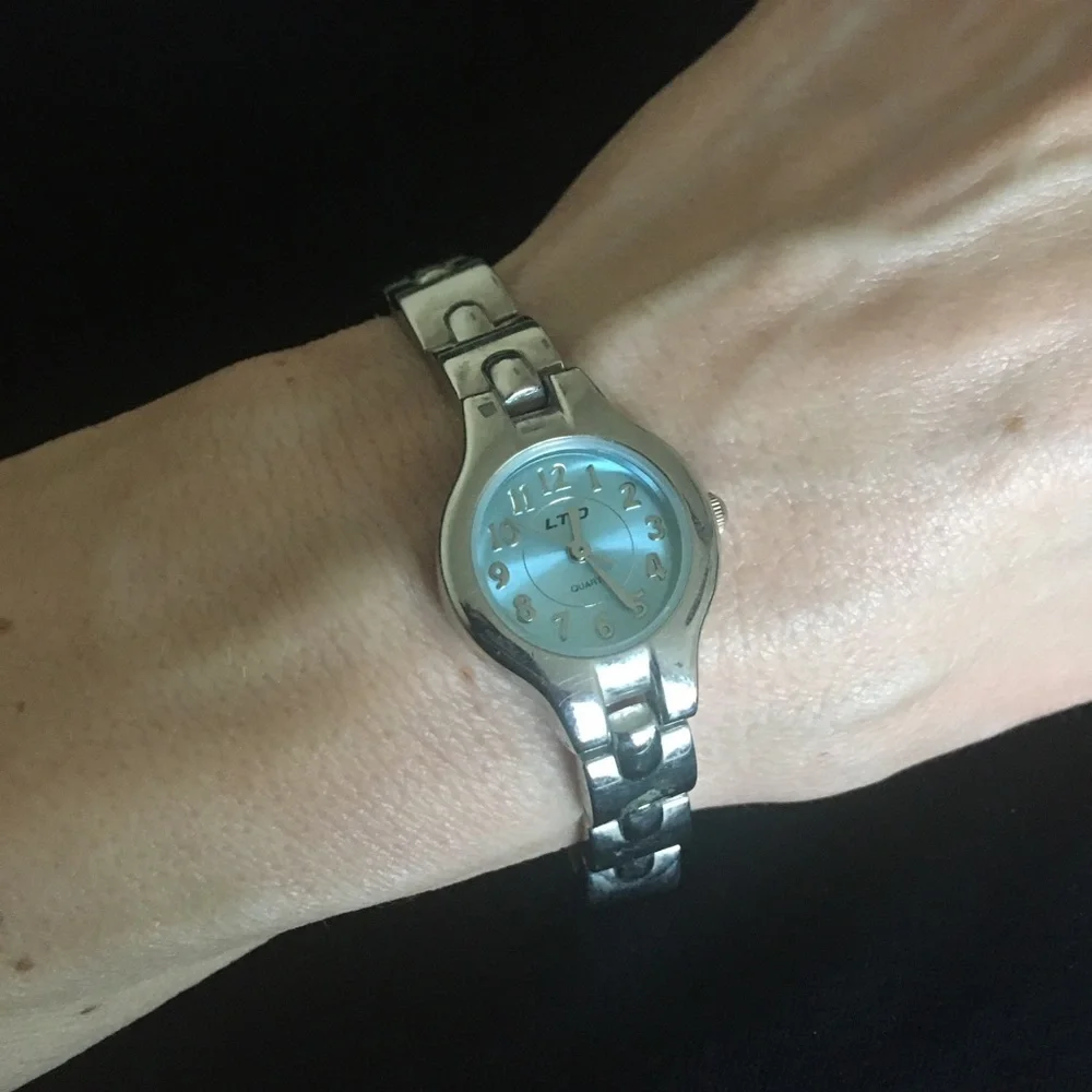 Vintage Blue Face LTD Silver Tone Wrist Watch